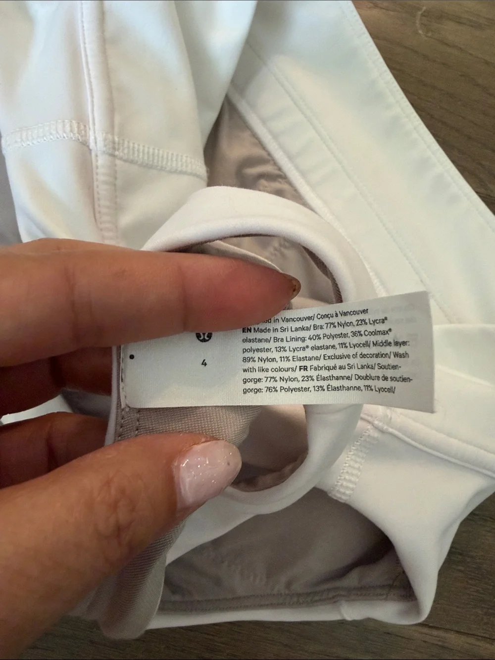 lululemon athletica White with light descoloration Racerback Sports Bra